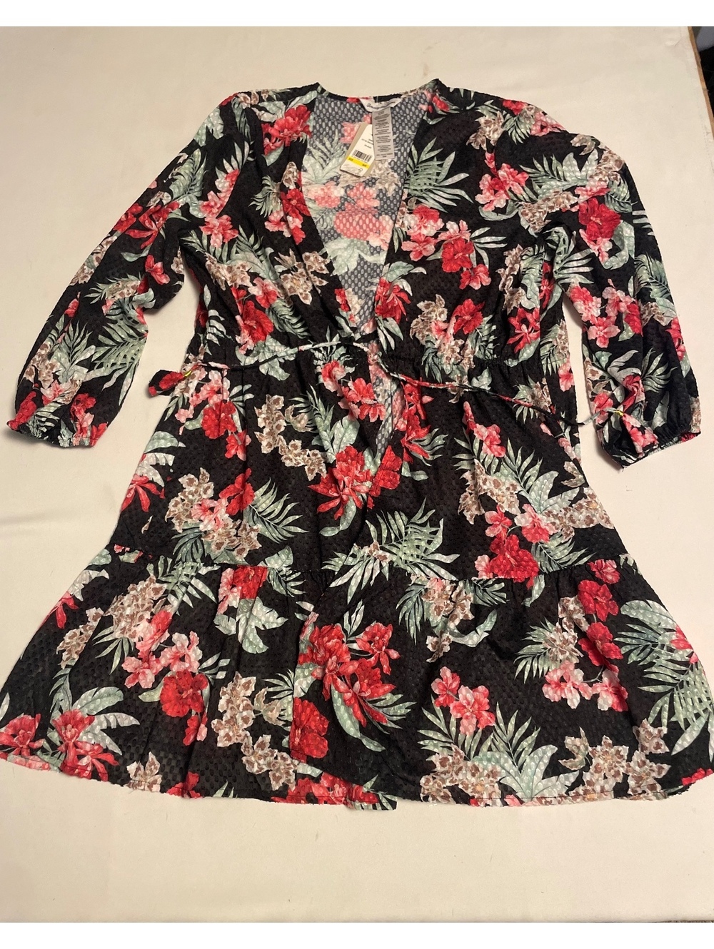 Tommy Bahama Lily Cat Open Front Tunic Dress M/M Floral Print